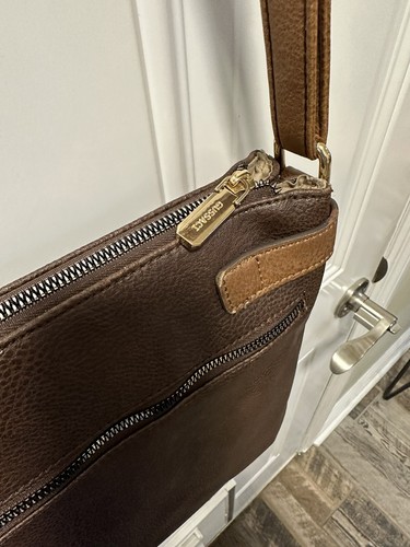 Gussaci Crossbody Handbag Women Brown Faux Leather Lined Purse Shoulder Bag - Picture 9 of 12