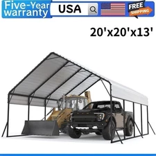 🔥20'x20' Metal Carport for 2 Cars Heavy Duty Carport with Galvanized Steel Fram