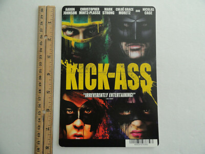 KICK-ASS - NICOLAS CAGE - BLOCKBUSTER VIDEO SHELF BACKER CARD 5''X8'' -NO MOVIE