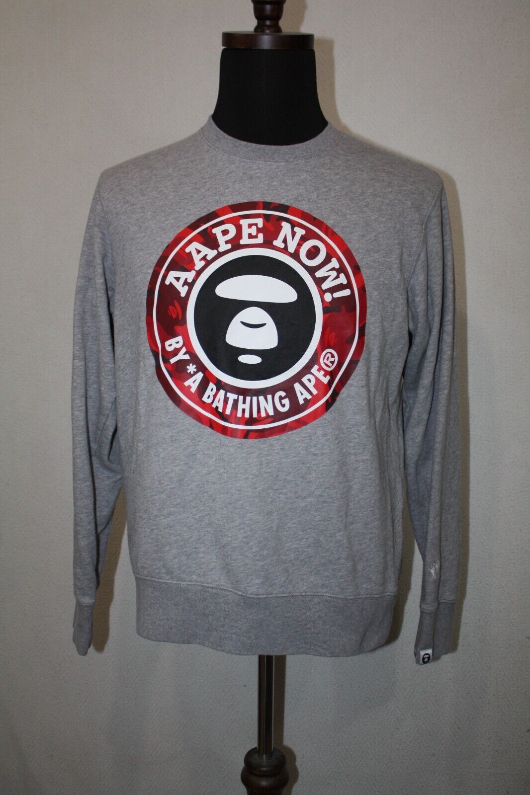 Aape By A Bathing Ape Gray Big Logo Sweatshirt Size L AAPE NOW