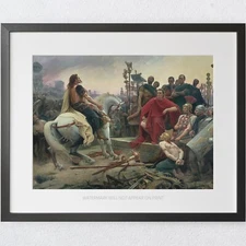 Vercingetorix throws down his arms at the feet of Julius Caesar Wall Art Print