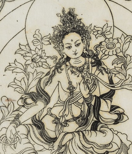 Tantrische Gottheit mit Blumen, Holzschnitt Figürlich Unbekannt (20.Jhd) - Bild 4 von 4