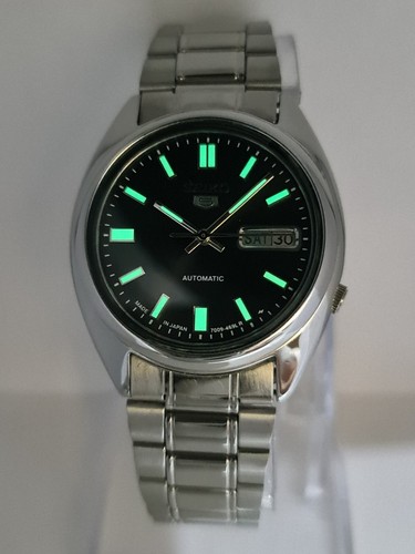 Seiko 5 Automatic Black Dial Analog Day/Date Men's Wrist Watch Japan movement - 第 6/24 張圖片