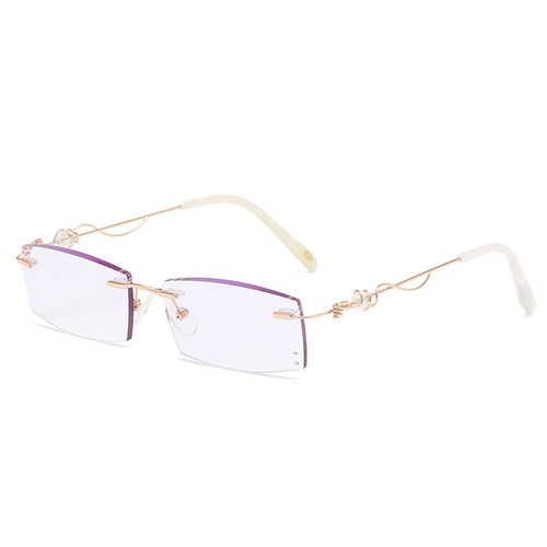 Women Rimless Reading Sun Glasses Blue Light Blocking Gradient Rectangle Readers - Picture 11 of 22