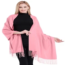 Pink 100% Cashmere Shawl Pashmina Scarf Stole Hand Made in Nepal CJ Apparel NEW