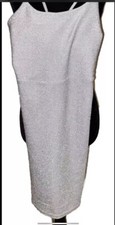 Club Wear Cocktail Women’s Small Sleeveless Sparkling Silver Mini Short Dress