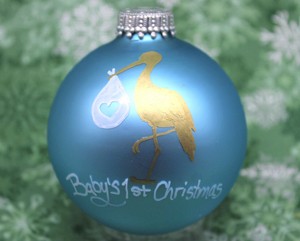 hand painted baby's first christmas ornament