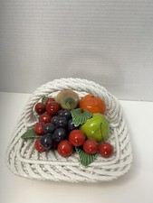 Vintage Capodimonte Orange Apple Pear Cherries Fruit Basket Made in Italy