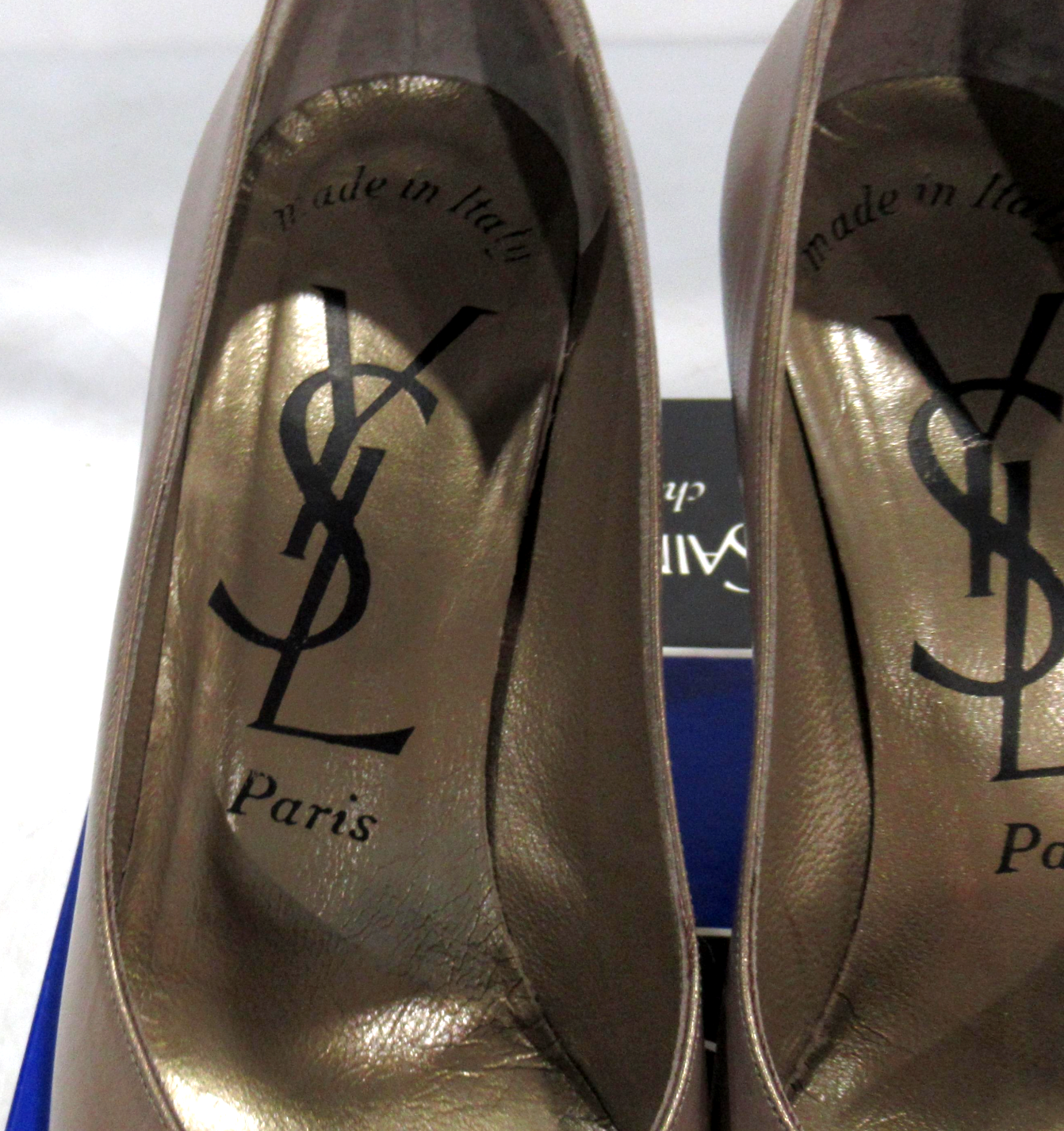 Decolte vintage YSL YVES SAINT LAURENT pelle metallizzata tacco classico Italia 6 5