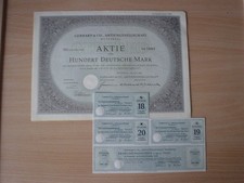 GEBHARD & Co Wuppertal Aktie 100 DM 1953 Textil Erneuerungsschein Mantel Bogen