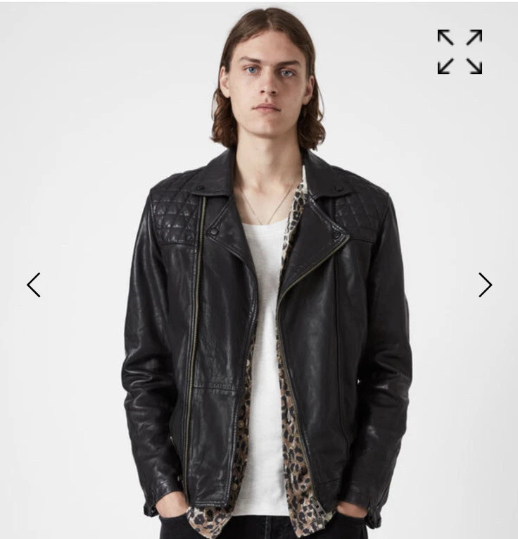 all saints leather Biker jacket men eBay