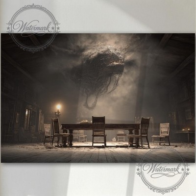 Dark Horror Wall Art Print, Haunted House Demon Gothic Poster, Creepy Decor A889