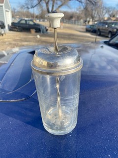 Vtg. Early WINDSOR FARM Lightning Mixer Glass Jar/Metal Mixer/Lid/Ceramic Knob