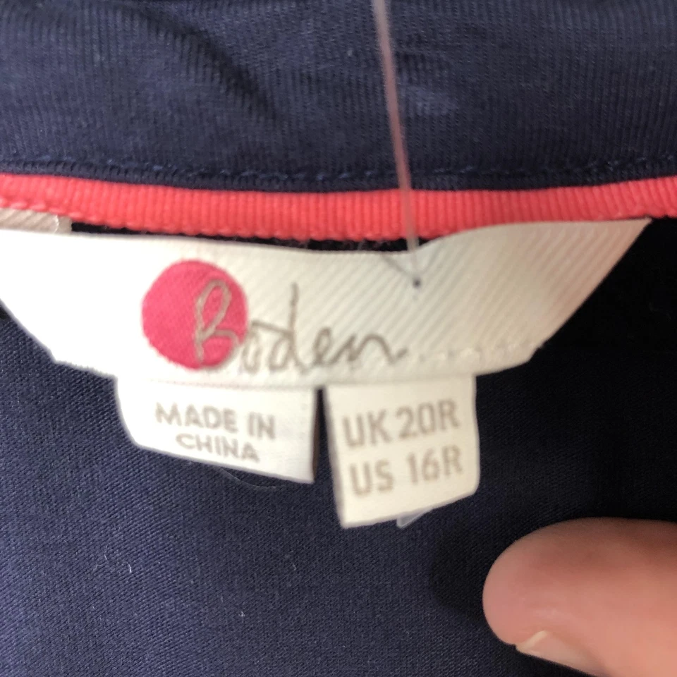 Boden Dress Womens 16R Navy Blue Embroidered Long Sleeve Boho Floral Midi Folk - Image 4 of 4