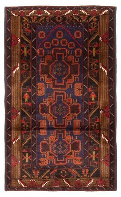 Vintage Geometric Area Rug 2'11'' x 5'0'' Traditional Hand-Knotted Wool Carpet