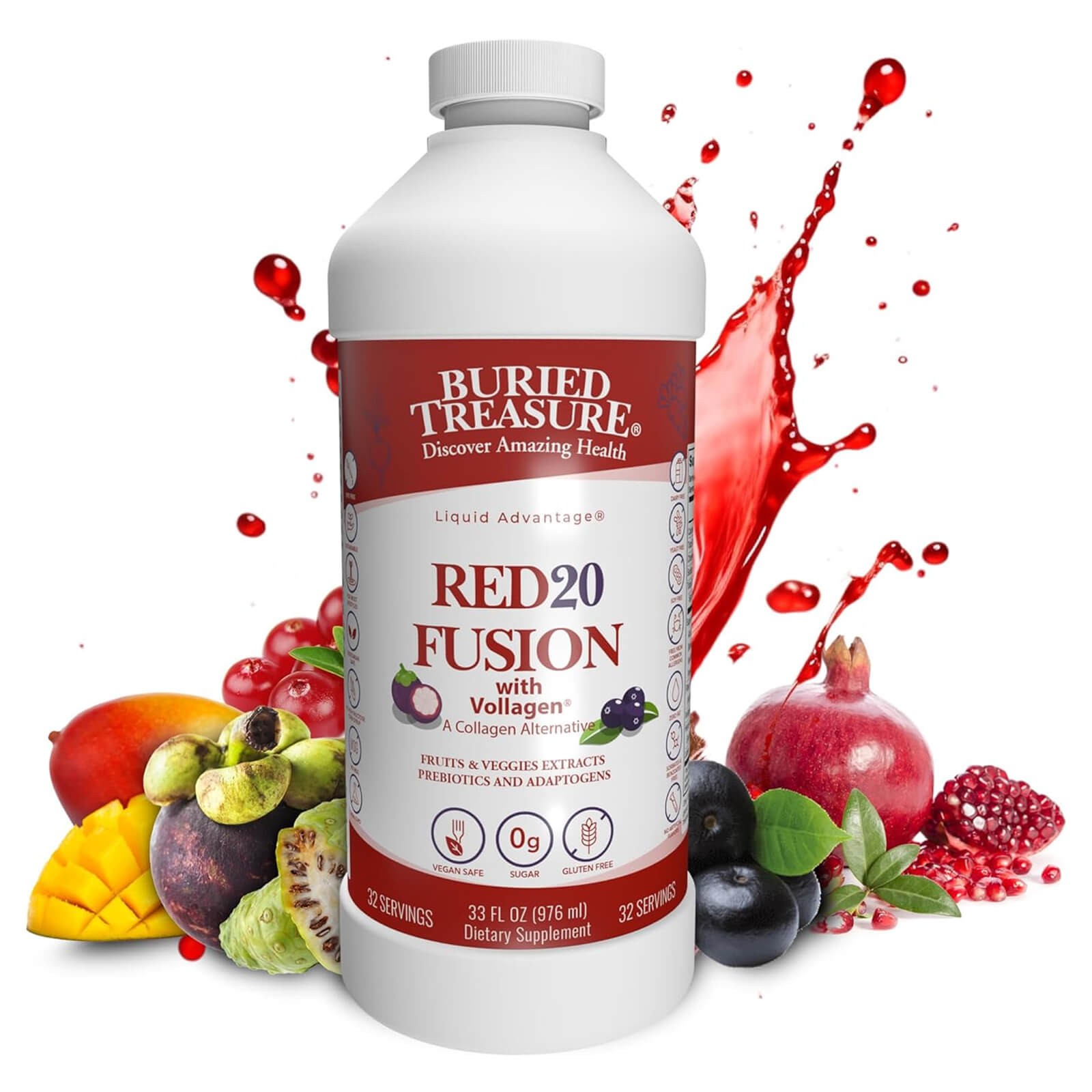 Buried Treasure RED20 Fusion w Vegan Collagen 32 oz Collagen Alternative 7090₽