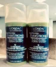 LOREAL HAIR EXPERTISE EVERSTRONG OVERNIGHT REPAIR TREATMENT~LOT OF 2