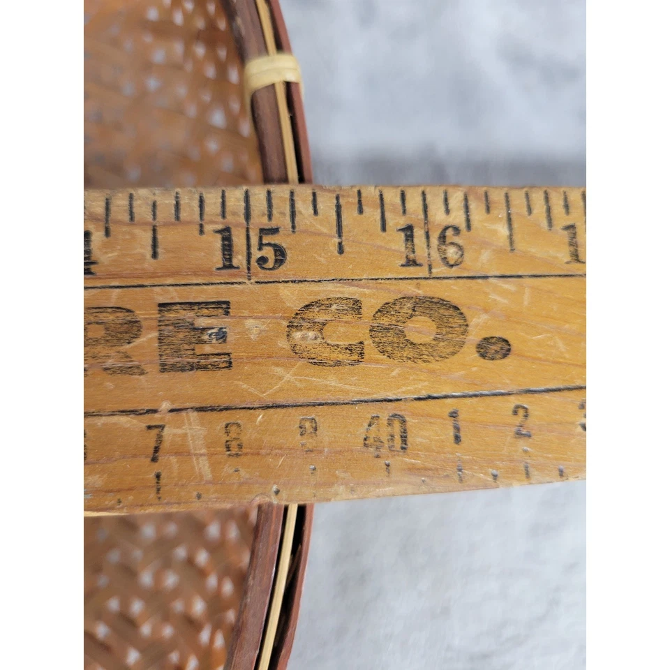 Bandeja redonda tejida de bambú con asas decoración de cocina rústica decorativa Foto 3 de 4