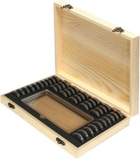 Wooden Coin Capsules Holder Case, Coin Storage Box Banknotes Collection Holder w