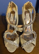 Badgley Mischka Bridal Line Crystal Encrusted Champagne Stiletto Heels Size 10M