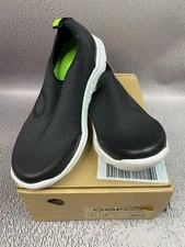 New OOFOS Oomg Sport Men Low Mesh Slip On Sneakers Black White Size US 8 UK 6