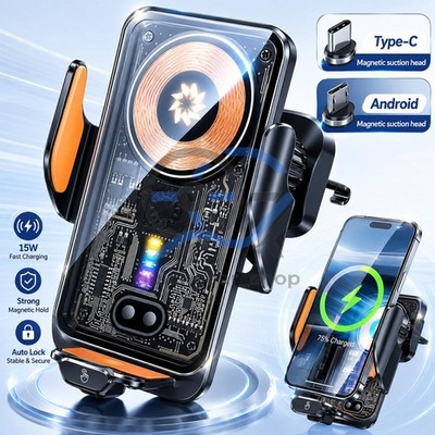 66W Fast Wireless Car Charger Automatic Clamping Mount Air Vent Phone Holder US
