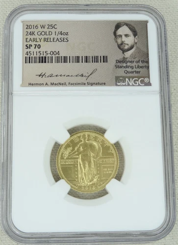 2016-W Standing Liberty Quarter NGC SP 70 US Mint 1/4 oz Gold Early Release