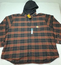 Carhartt Rugged Flex Relaxed Fit Flannel Fleece Lined Hooded Shirt Jac 4XL NWT