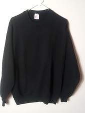 Vintage Jerzees Sweatshirt Mens Large Black Crewneck Fleece Blank Made USA