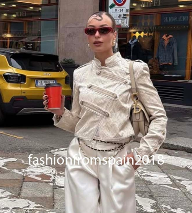 ZARA NEW WOMAN ZW ARMY LIMITED EDIT. JACQUARD CROPPED JACKET BEIGE