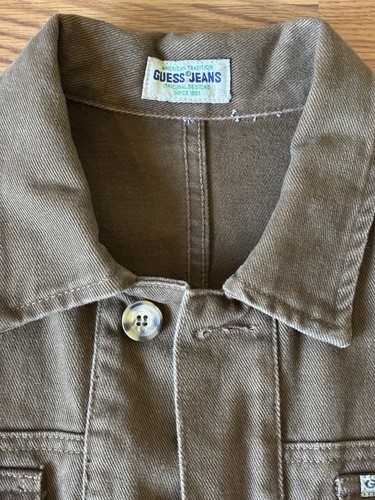 VTG 90’s Guess Jeans Men’s Brown Denim Button Up Jacket Made In USA - Picture 3 of 23