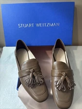NWB STUART WEITZMAN NYSA COFFEE DRESS NAPPA TASSELED FLAT LOAFER SZ. 36-5.5 B