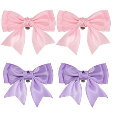 2 Set Women Bow Shoe Clips Satin Detachable Bowknot Shoe Clips Purple/Pink