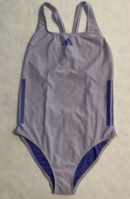 Adidas Womens Size 14 3-Stripes C-Back One Piece Swimsuit Purple NEW