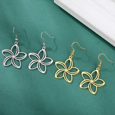 Filigree Flower Drop Earrings Stainless Steel Gold Plated Boho Women Jewelry