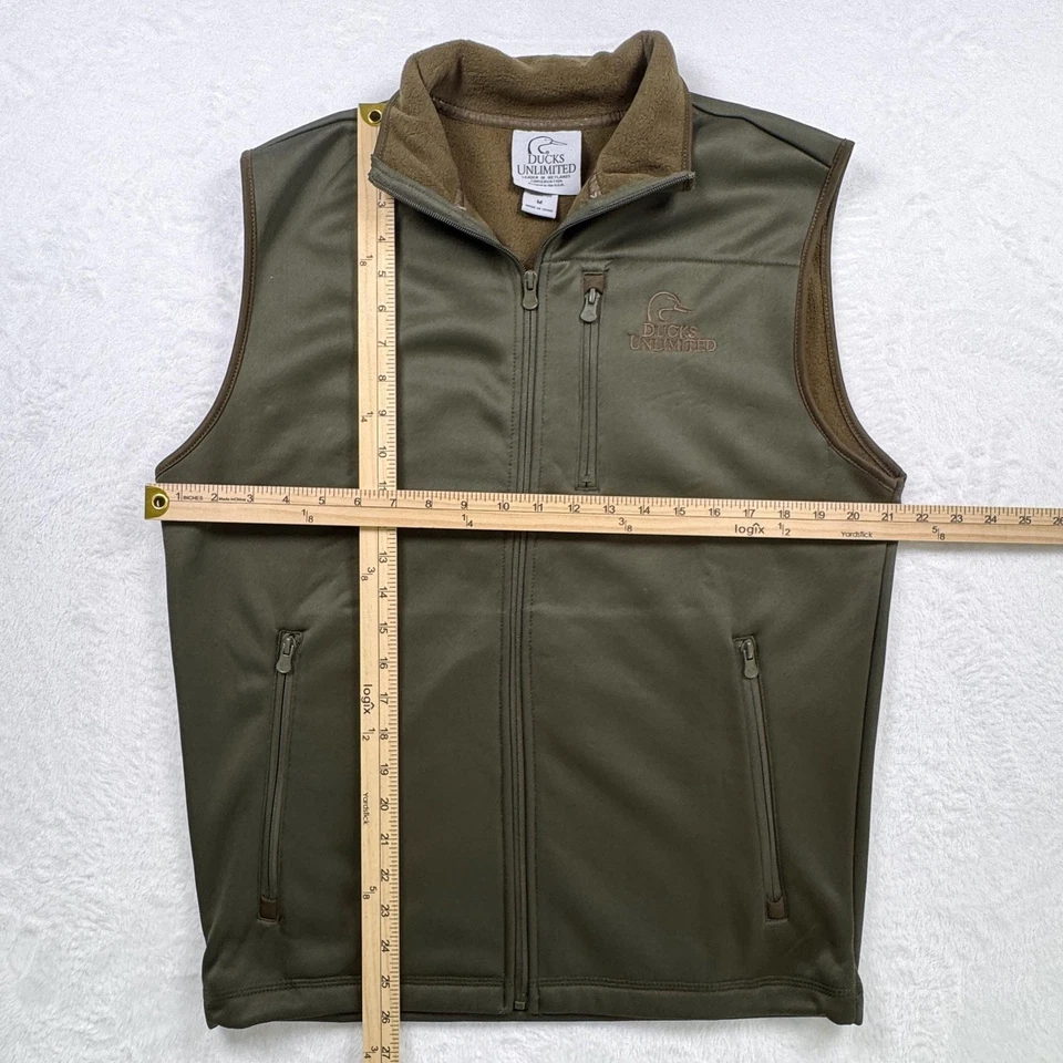 Ducks Unlimited Vest Mens Medium Green Softshell Full Zip Lined Pockets Outdoors - Image 3 of 4