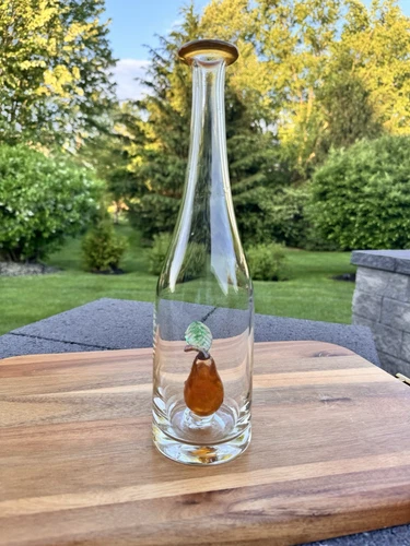 Vintage Italian Martinuzzi Glass Vase w/Pulegoso Pear 12-3/8” Tall