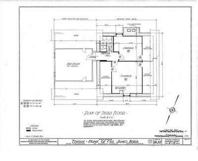 Highspire PA Tinian House Plan Third Floor 1900s HABS Architectural Drawing