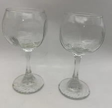 (2) Two LIBBEY WINE  GLASSES CHIVALRY Panel DESIGN 5.75” T X2.5” D Vintage