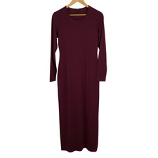 Quince Women Long Sleeve Knit Maxi Dress Wine Tasting Red M