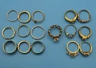 Lot Of 16 vintage costume jewelry rings Gold Tone Cubic Zirconia
