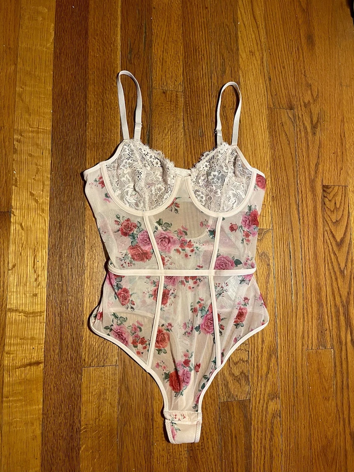 INC International Concepts Women's Floral Mesh Bodysuit, Pink Roses, Small - Image 2 of 4
