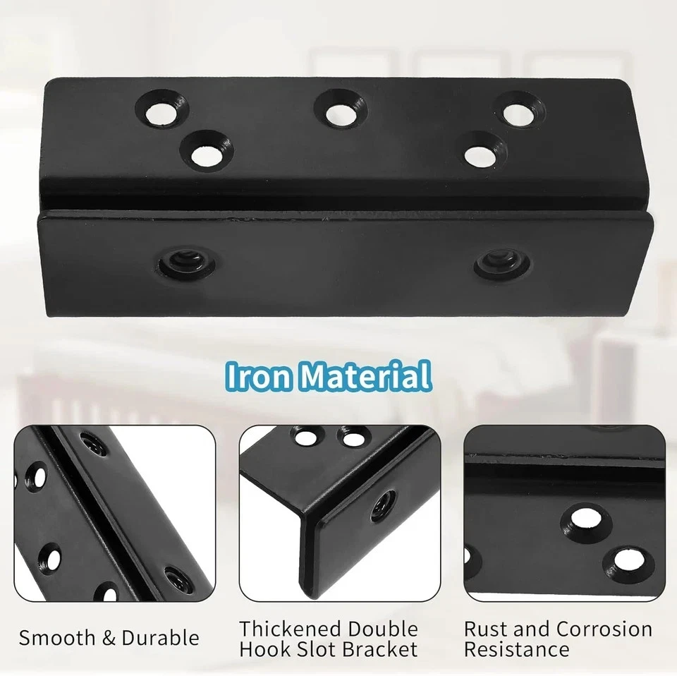 2 peças suporte de ranhura de gancho duplo poste de cama estrutura de cama, ferragens de cama resistentes - Imagem 3 de 4