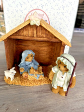 Cherished Teddies 'Tis The Season To Remember Him 3 Piece Nativity Set NIB