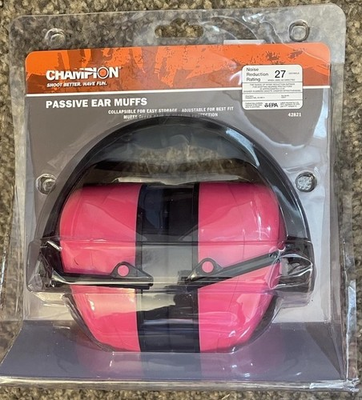 #ad NEW Champion Girls Earmuffs Pink Black 27dB NRR Collapsible Adjustable Shooting $14.99