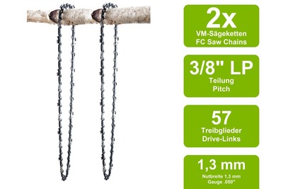 Sägekette Für KING CRAFT EKS 1750 Motorsäge - 40 Cm Schwert, 3/8 1,3 Mm, 57 Treibglieder, Halbmeißel