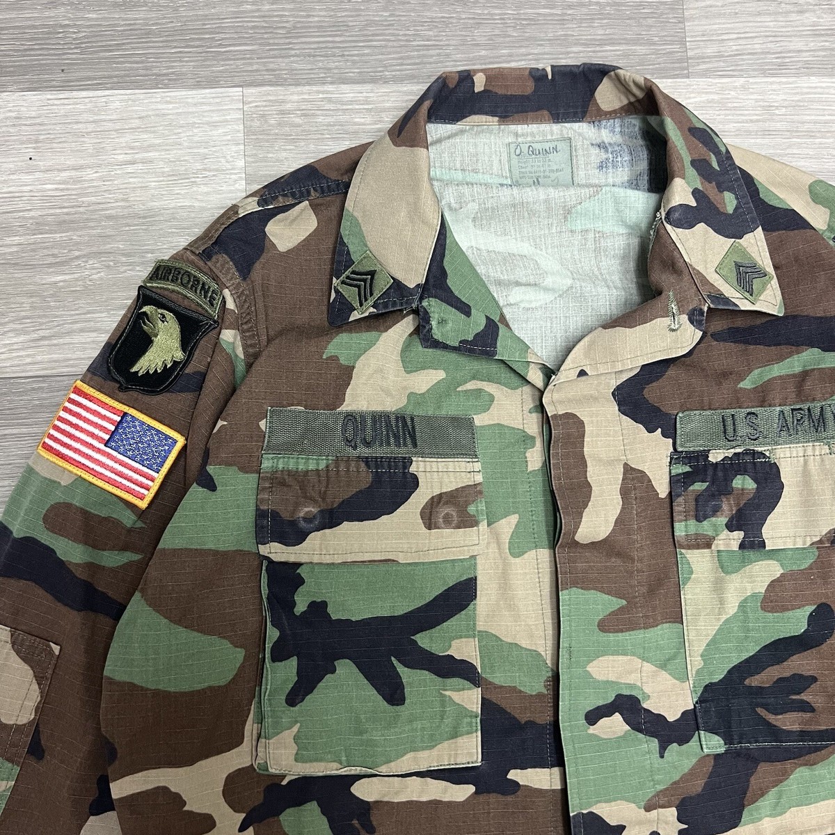 Vintage 90s US Military Shacket Coat Medium Woodland Camo