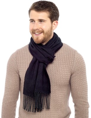 Mens Winter Scarf Scarves Long Textured Weave Soft Herringbone