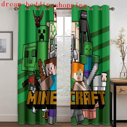 Cortinas de dormitorio ojales Minecraft habitación infantil oscurecimiento cortina protección UV - Imagen 16 de 20