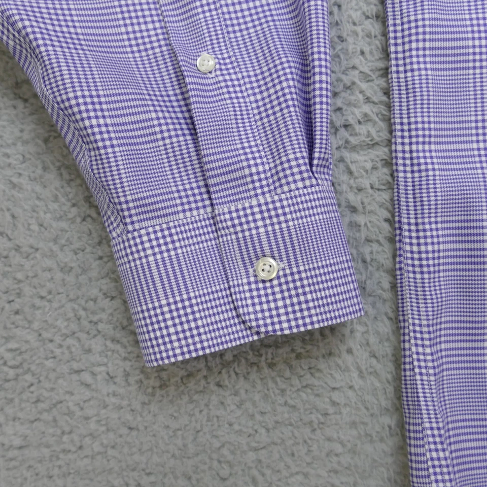 Camisa de vestir Jos A Bank para hombre 16 1/2 - 34 ajuste a medida púrpura a cuadros manga larga Foto 2 de 4